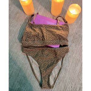 FENDI X SKIMS SCOOP NECK BRALETTE SWIM TOP LOGO